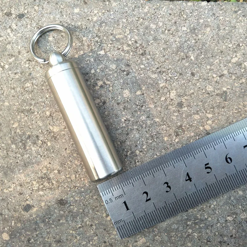Outdoor Stainless Steel 304 Sealing Box Mini Metal Waterproof Medicine Tank 15MM Diameter Stainless Waterproof Pill Bottle