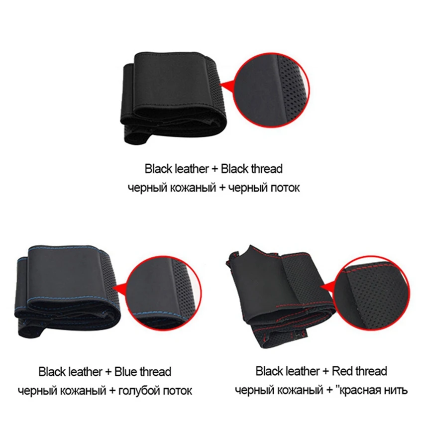 Hand-stitched Steering Wheel Cover Black Leather Car Steering Wheel Cover For Mazda CX-3 CX3 CX-5 CX5 2017 2018