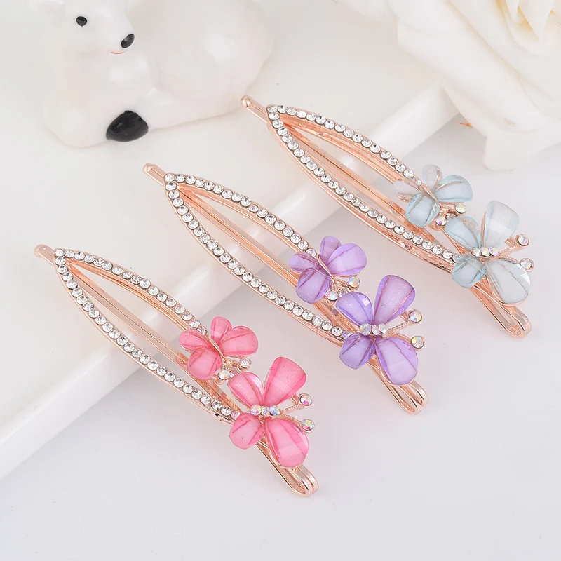 EASYA Fashion Rhinestone Butterfly Hairpins Headwear Jewelry Elegant Crysatal Hair Clips Hair Accessories For Women Girls