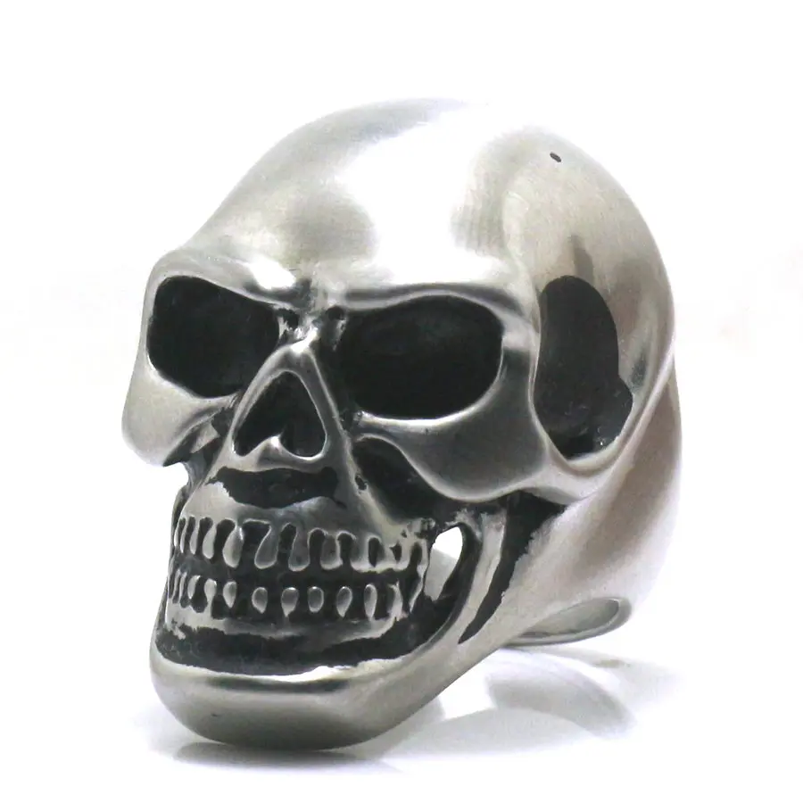 Size 6 to Size 16 Men Boy 316L Stainless Steel Dull Polish Cool Biker Skull Ring Free Shipping