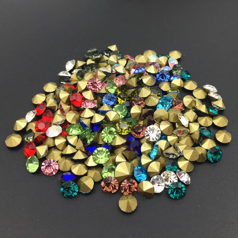 Glass Crystal More Sizes Point back Glass chatons rhinestone beads Glue on Round shape handimade Craft ornament diy trimming