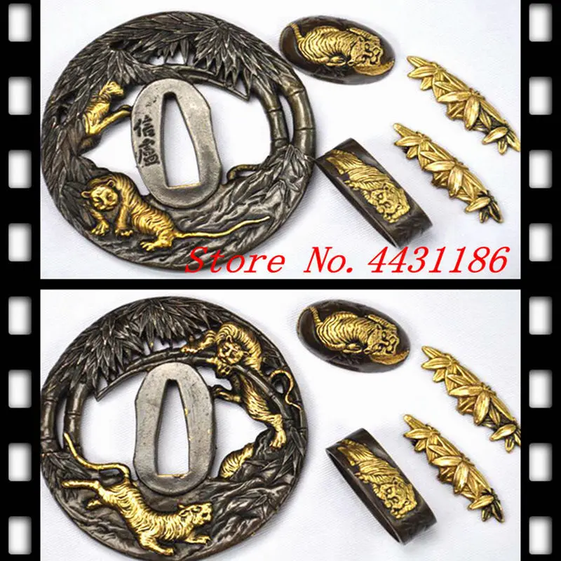 

High Quality Japanese Samurai Sword Brass Fitting katana Tsuba Tiger Theme Guard Katana/Wakizashi/Tanto Handmade Accessories