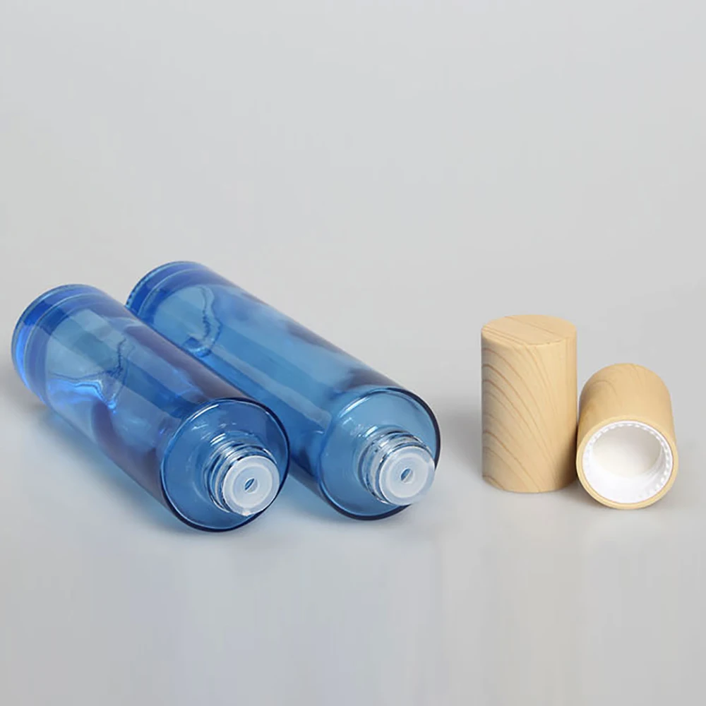 100pcs 100ml blue glass bottle with cap, 100cc cream/lotion/perfume/toner cosmetic tool