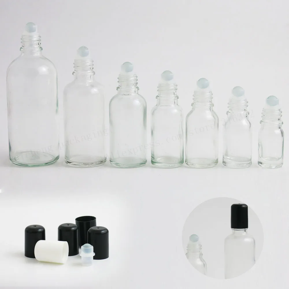 5ml 10ml 15ml 20ml 30ml 50ml 100ml Clear Glass Roll on Bottle 1/6OZ 1/3OZ 1/2OZ 1OZ Glass Roller Ball Containers