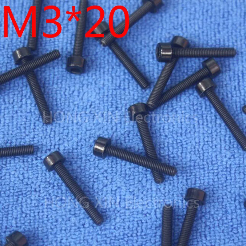 M3*20 Black 1pcs Nylon Inner Hexagon Socket Head Cap Screws 20mm Plastic Bolt Insolation brand RoHS compliant PC/board DIY screw