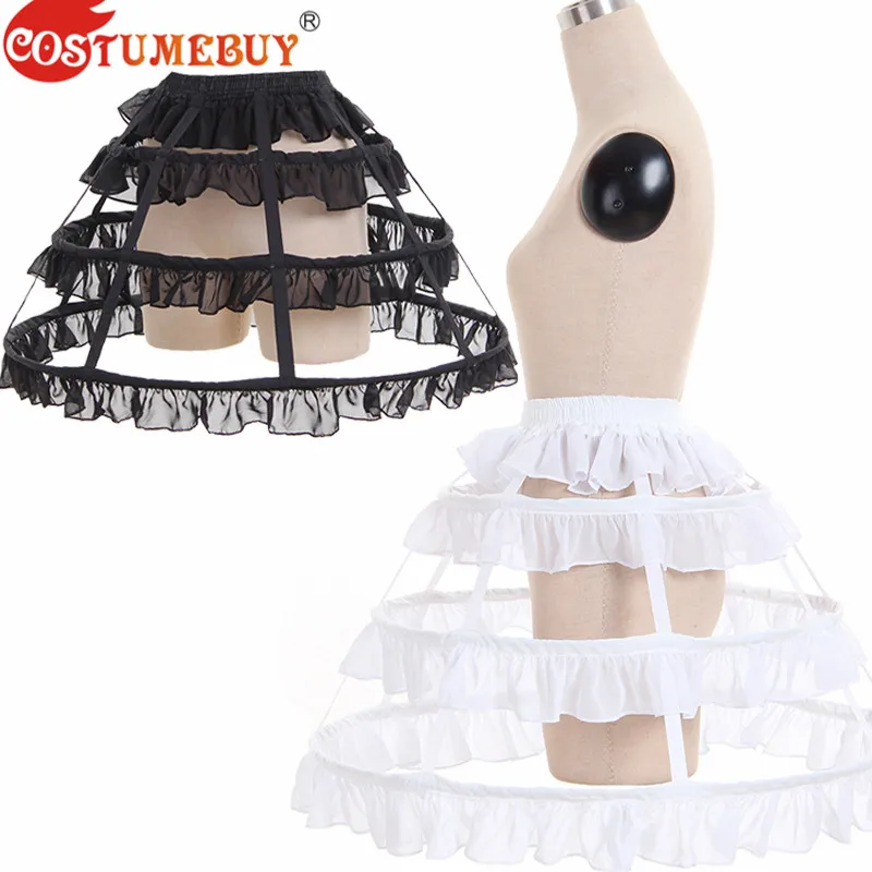 Costumebuy Vrouwen Cosplay Lolita Prom Dress Petticoat 3 Hoop Crinoline Kooi Drukte Victoriaanse Rococo Jurk Fietstas Accessoires