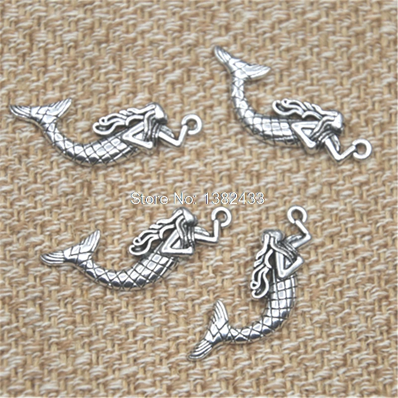 8pcs MERMAID charms Antique silver tone under the sea MERMAID charm pendant 13x35mm