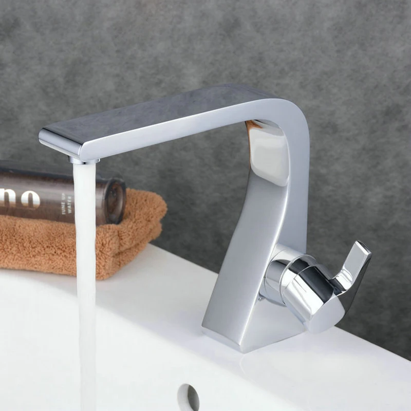 Basin Faucet Total Brass Deck Basin Faucet Single Hole Taps Nickel/Chrome/Black Brass Hot And Cold Water Mixer Taps Sink Faucets