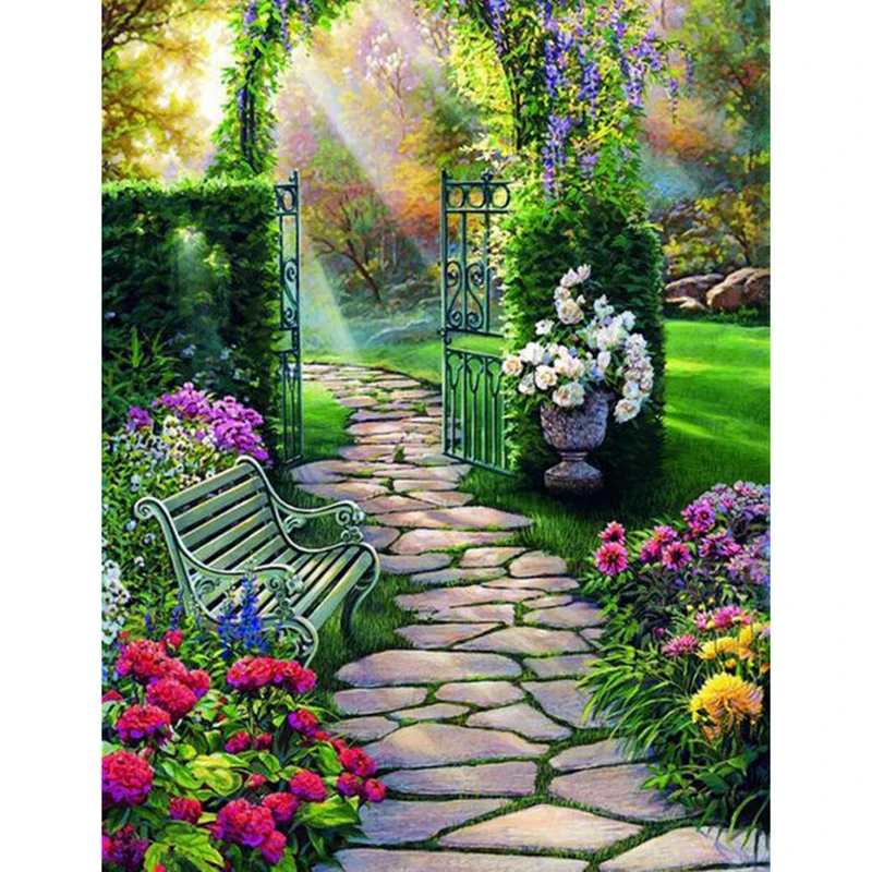 

Diamond Embroidery landscape Handmade DIY 5D Diamond Painting Garden butterfly Needlework Mosaic Cross Stitch Home Decor WG1164