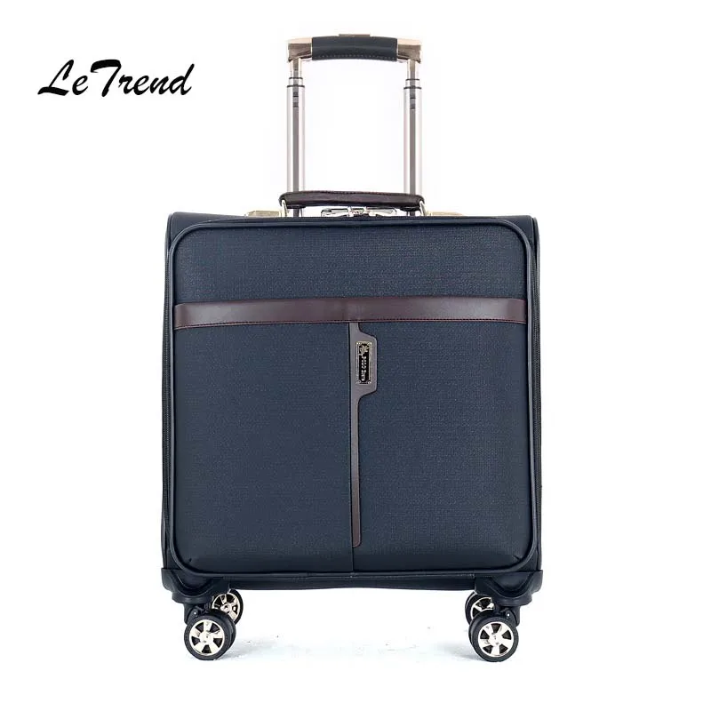 Letrend Business Rolling Luggage Spinner 18 inch PU Carry Ons Trolley high-grade Travel Bag Men password Suitcases Wheels