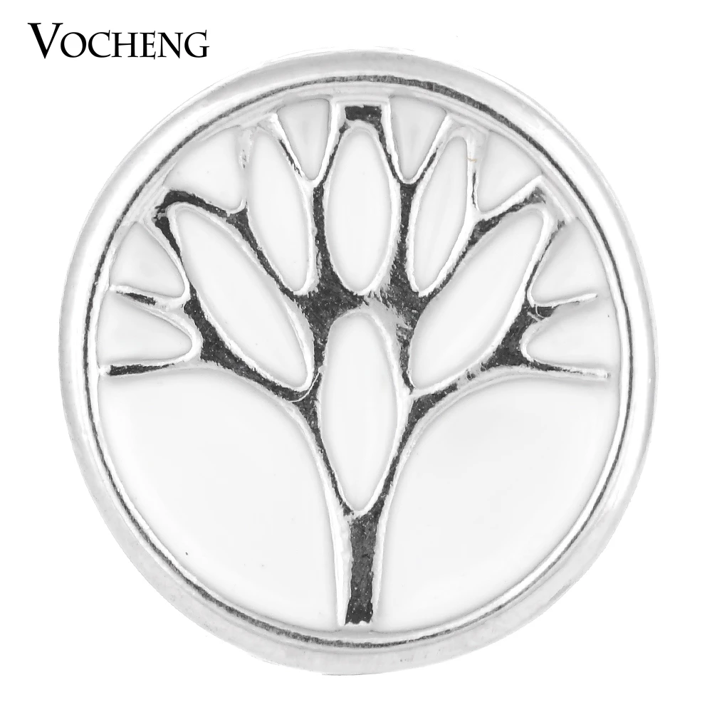 Vocheng Snap Charms Family Tree 3 Colors Hand Painted 18mm Metal Button Jewelry Vn-1328