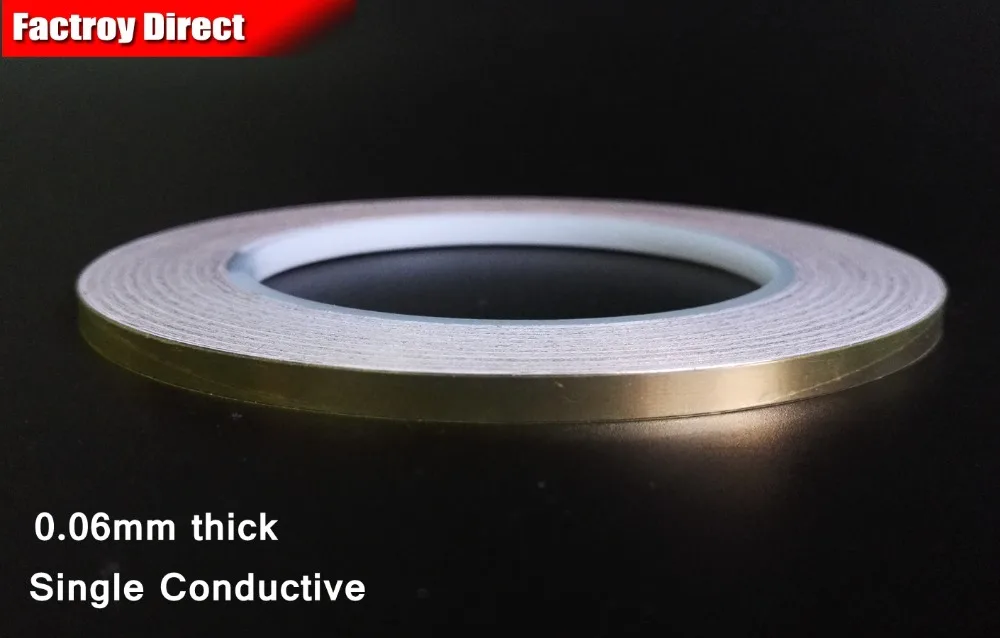 

5mm*30M*0.06mm Self-Adhesive Copper Foil Tape for Magnetic Radiation /Electromagnetic Wave EMI Shielding Masking, Guitar Bass