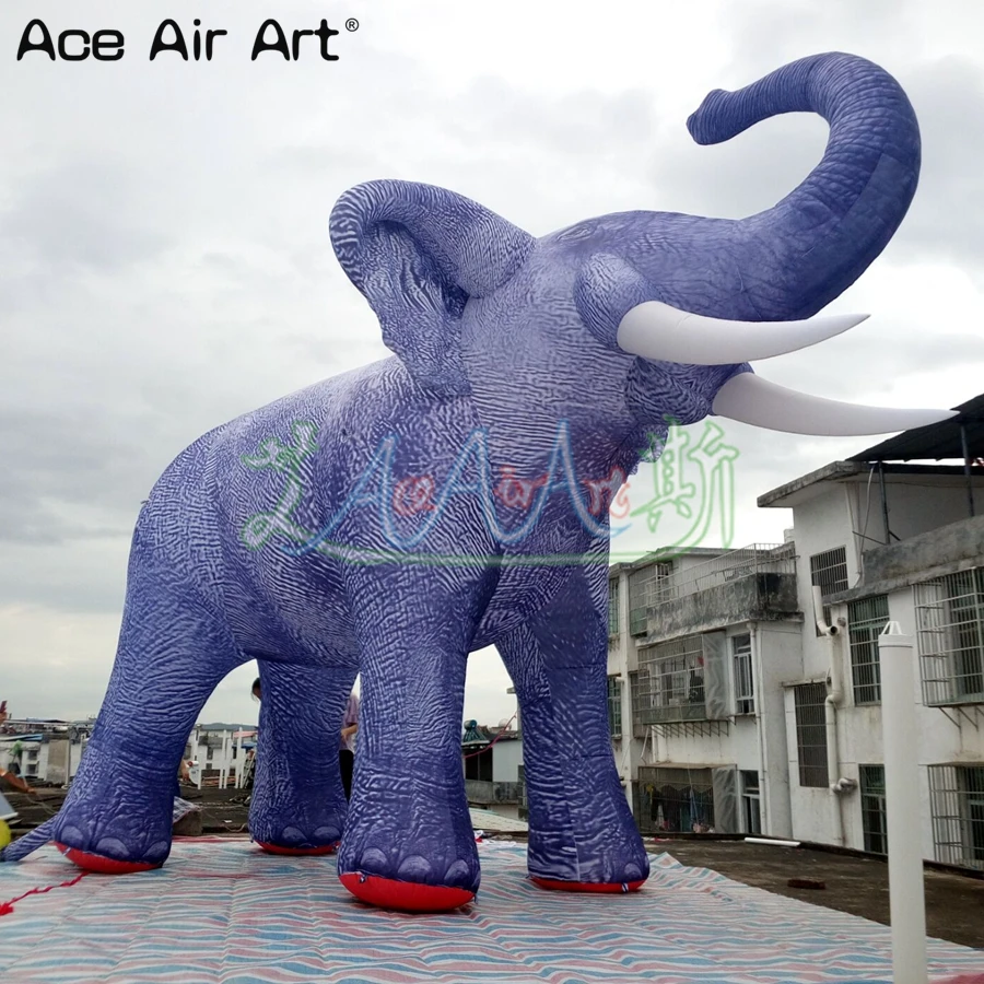 Huge Purple Inflatable Elephant/Africa Animal Cold Balloon Replica Model for Event Decoration/Safari Display