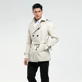 Men's Double-Breasted Slim-Fit Trench Coat 5 2024 Fashion Double Breasted Trench Male Design Slim Fit Business Casual Outerwear Plus Size Customized Coat Trench Cheap 5