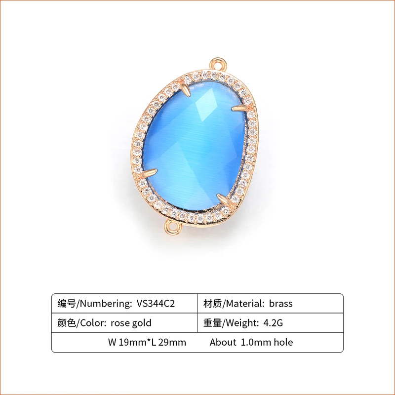 ZHUKOU 19x29mm Brass Cubic Zirconia Exquisite Crystal Connectors for DIY Necklace Handmade jewelry making findings model:VS344