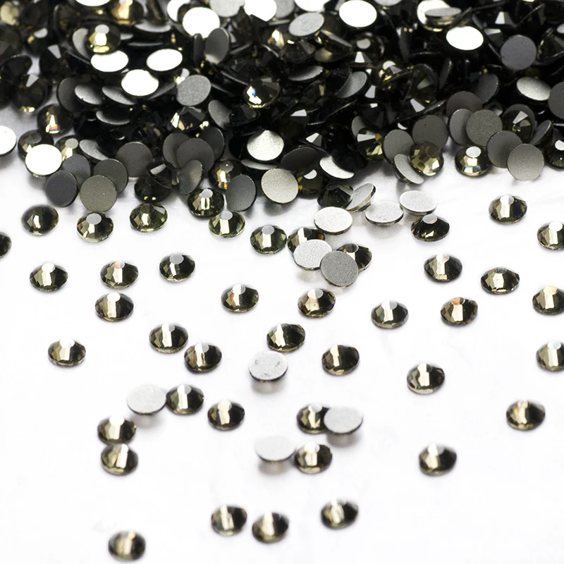 YANRUO 2058NoHF Black Diamond Color Stones Non Hotfix Glue on Flatback Rhinestones Grey Crystals For DIY Needlework Garment