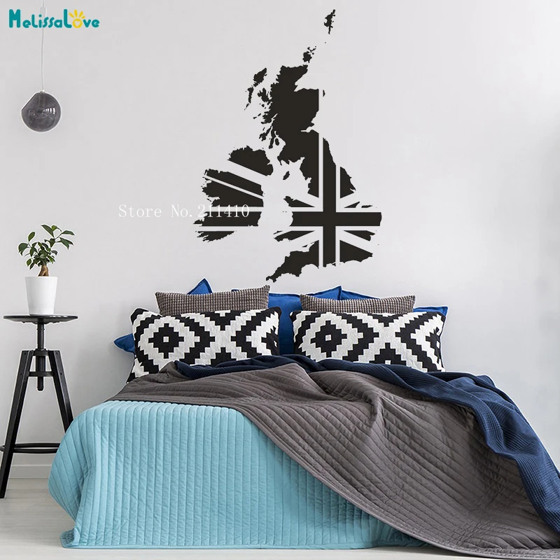 United Kingdom Map Wall Sticker Educational Flag Pattern Home Decoration School Office Self-adhesive Nursery Art Murals YT708