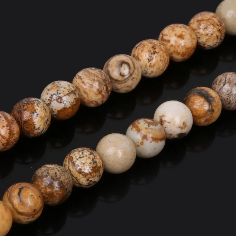 Christmas Gift 4/6/8/10mm Selectable Round Brown Beads Natural Stone Beads 15\