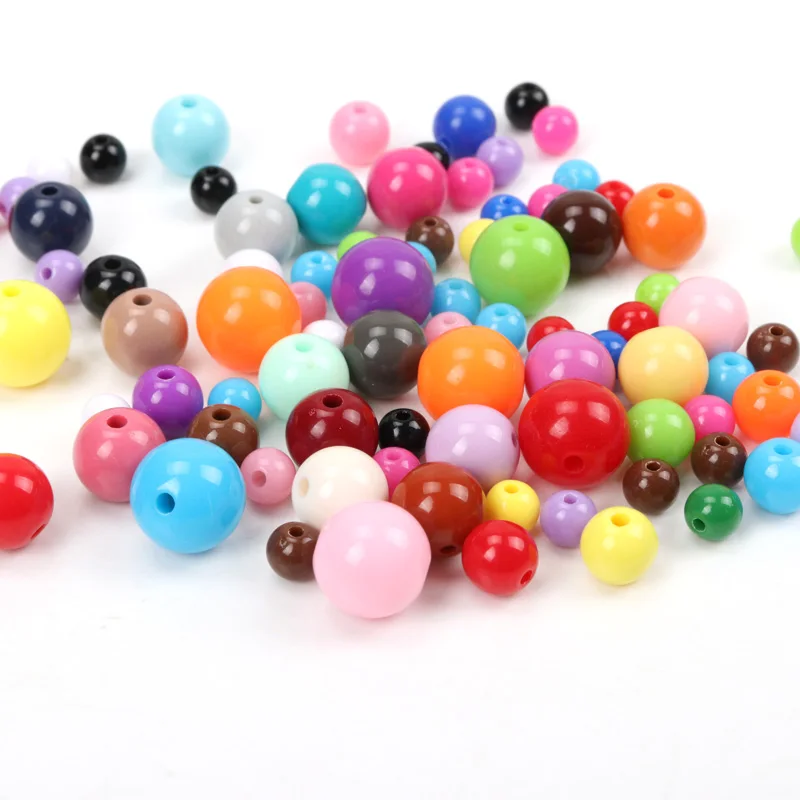 New Arrivals Mixed Solid Round Bead Ball Acrylic Spacer Loose Beads For Jewelry Making 6/8/10/12/14/16/18mm YKL0217