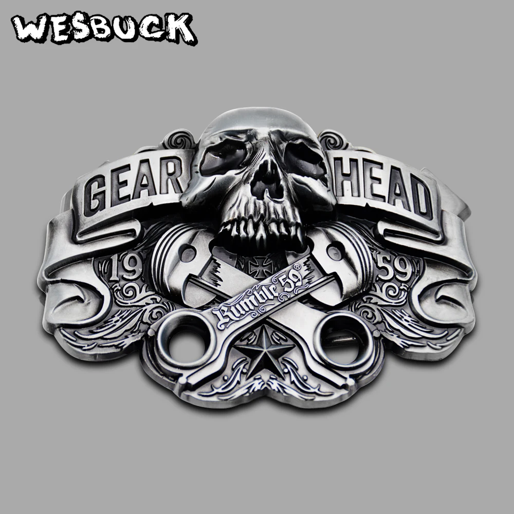 WesBuck Brand New Style High quality Skull men\'s Women Metal belt buckle With PU Belt Holiday gifts