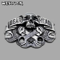 WesBuck Brand New Style High quality Skull men's Women Metal belt buckle With PU Belt Holiday gifts