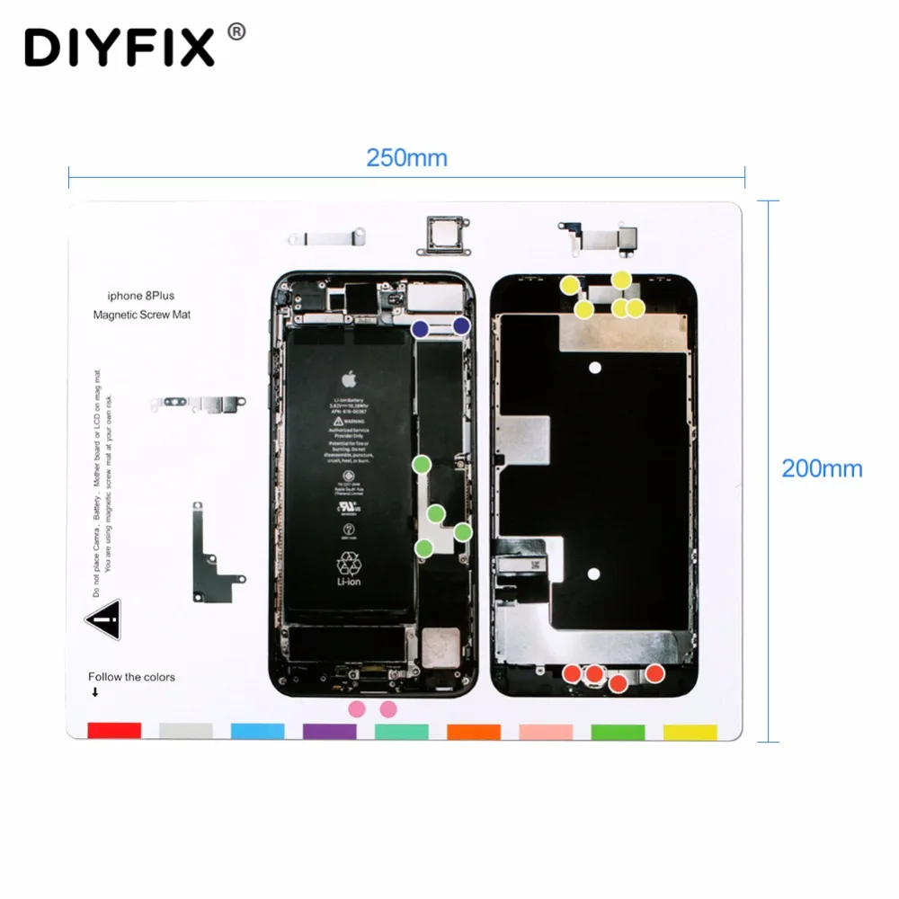 Diyfix esteira de parafuso magnético, 1 peça para iphone 8 bloco de parafusos, gráfico de keeper para iphone 8 plus, ferramentas de reparo de telefone
