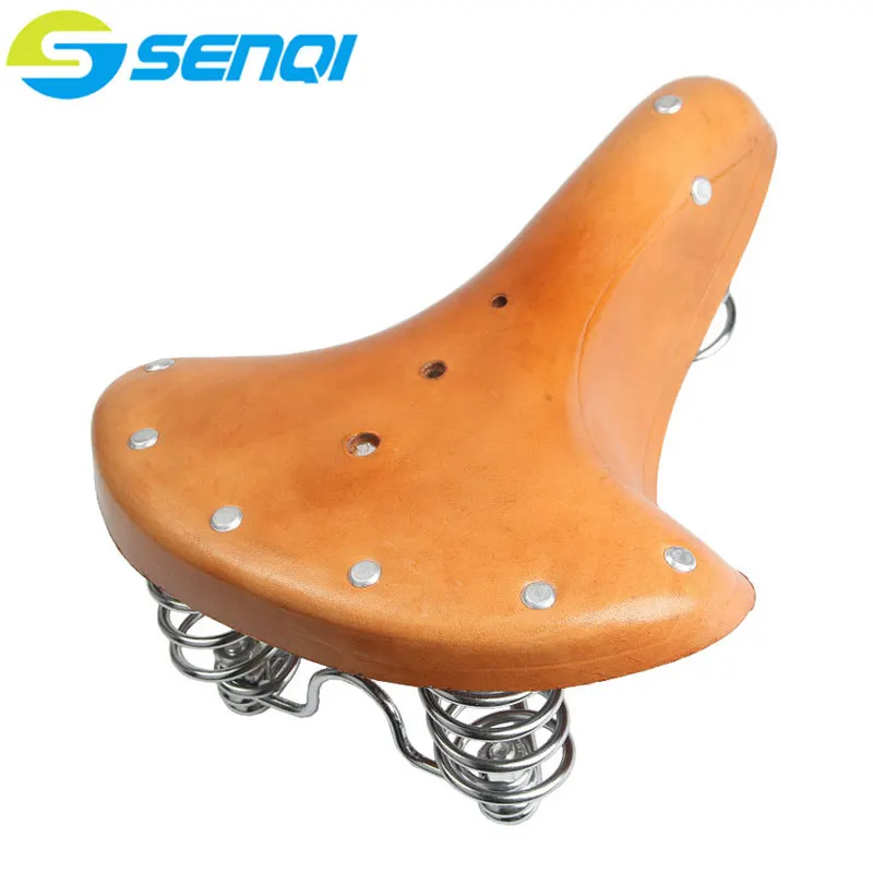 Mountain Bike Retro Saddle Genuine Leather Cowhide Comfortable Bicycle Saddle