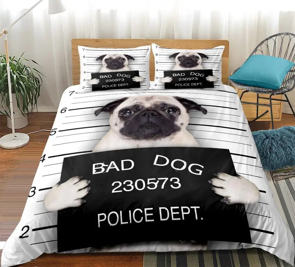 

Pug Bedding set cute puppy Duvet cover set for teen Cartoon pet Bed line Cute dog Pattern Bedspread King home Textiles