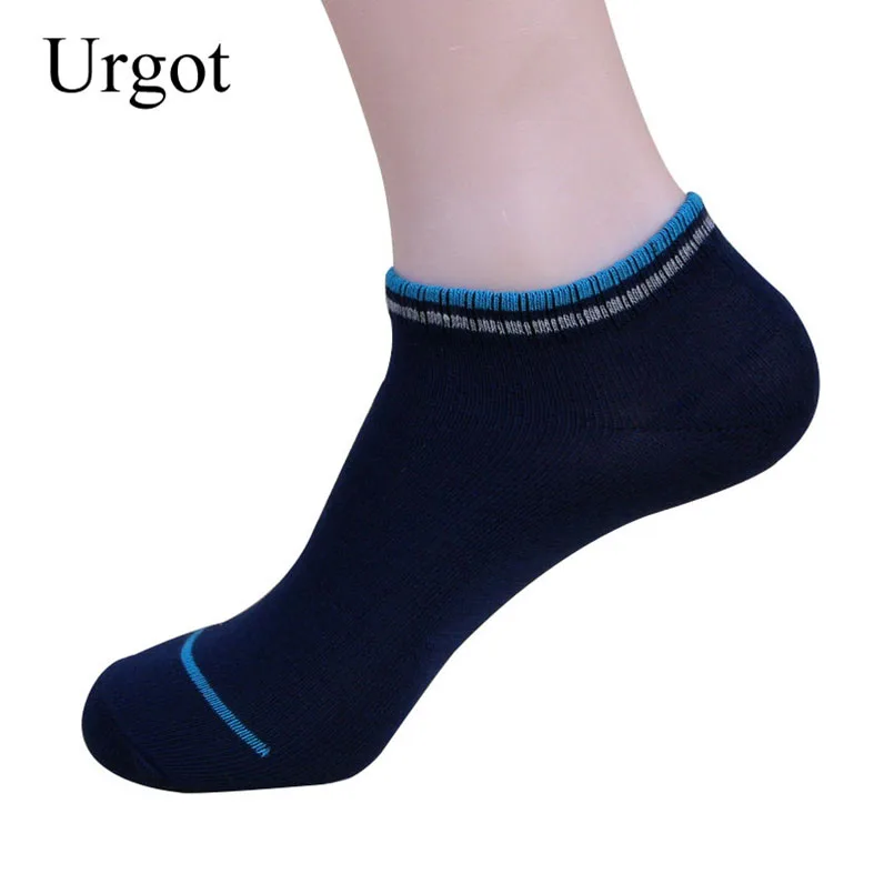 Urgot-Chaussettes en coton pour hommes, 10 pièces = 5 paires/lot, mode, solide, document, bateau-de-rayure, été, décontracté, respirant