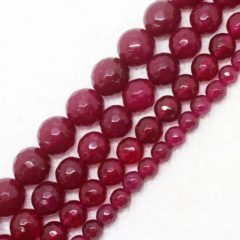 

Wholesale Faceted 6-12mm Plum Jades Round Loose Beads 15", For DIY Jewelry Making,