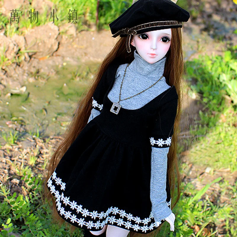 New  BJD Black Ladies Dress Shirt Spring Suit (6pcs) for BJD 1/3 SD16 1/4 SD MSD Doll Clothes