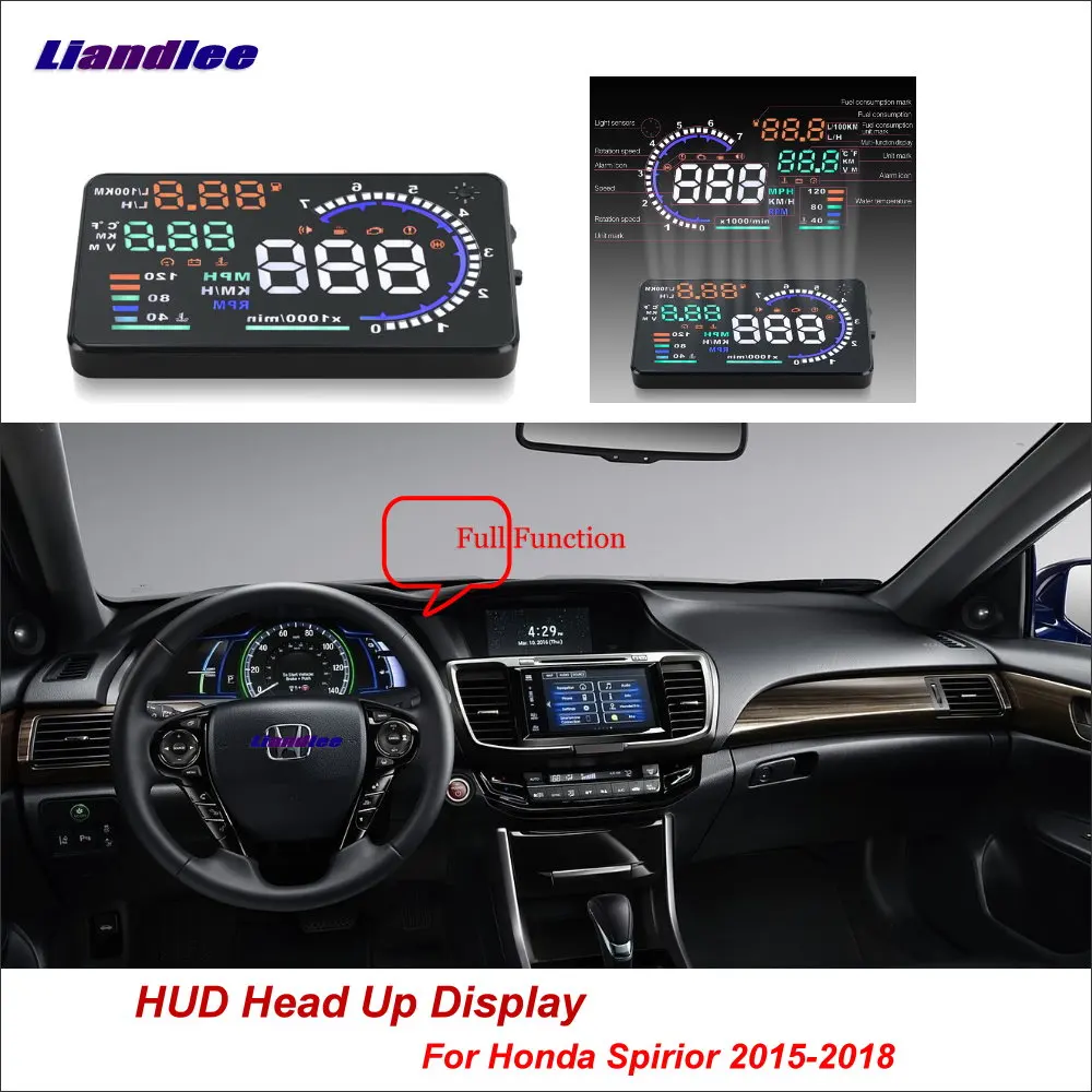 

Car HUD Head Up Display OBD For Honda Spirior 2015-2018 Digital Speedometer Fuel Consumption Projector Screen Detector