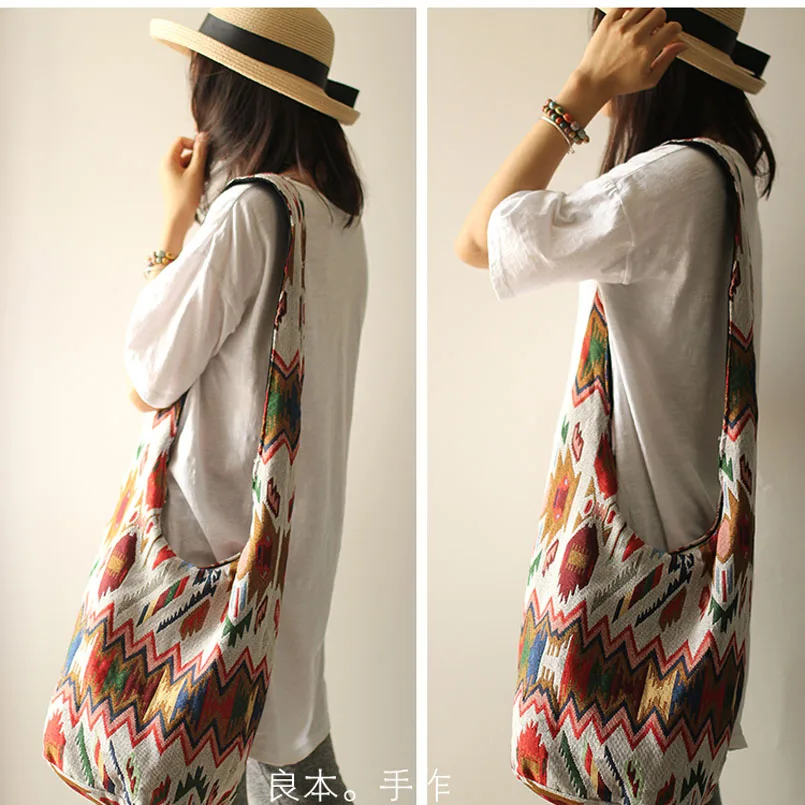 Original Handmade Fashion Vintage Cotton Canvas Messenger Crossbody Bag Women Women\'s Handbags Bags Purses