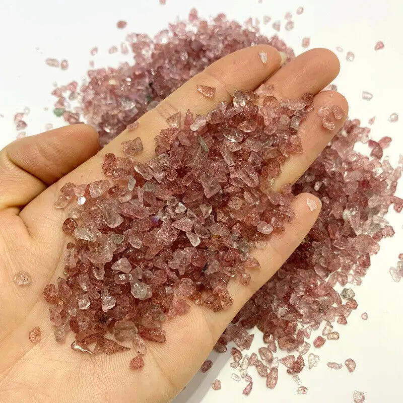 50g Mini Natural Strawberry Quartz Gravel Crystal Mineral Purify Degaussing E272 Natural Stones and Minerals