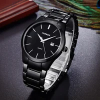 Reloj Curren negro de lujo para hombres de negocios de la mejor marca, relojes de pulsera informales con calendario de acero completo, relojes de cuarzo, reloj masculino