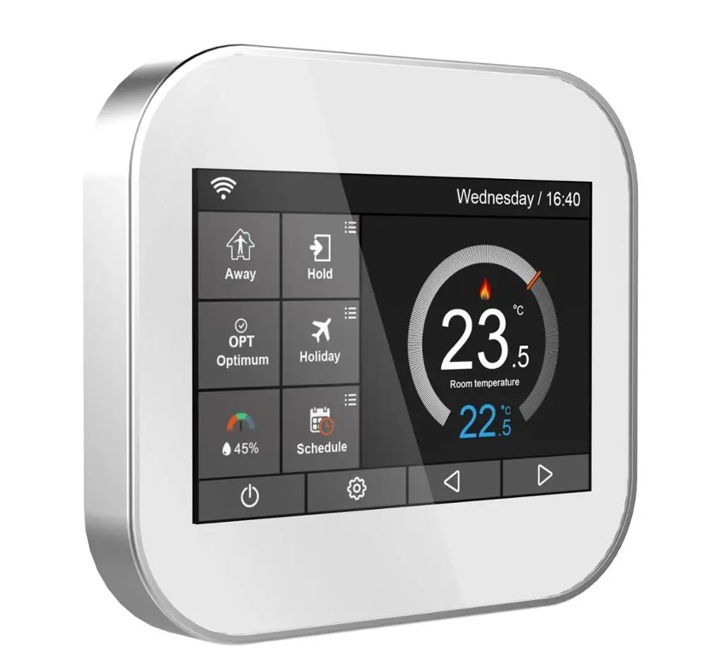 Wifi touch thermostat for water heating/radiator valve by English/German/Polish/German/Italian/Spainish control by smart phone