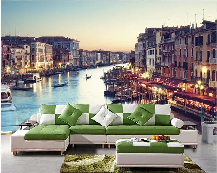 

The latest 3D murals, 3 d city night scene of Venice, living room TV sofa bedroom background wall paper