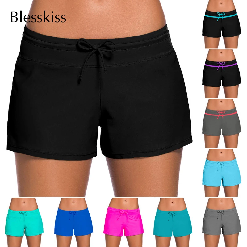 Blesskiss Plus Size Swim Shorts Women Bathing Suit Brazilian Bikini Bottoms Gym Swimsuit Swimwear Sport Shorts Bikini Panties