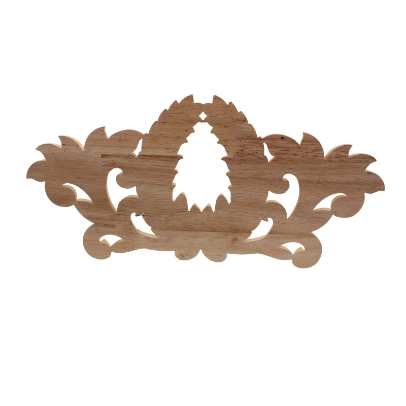 RUNBAZEF Vintage Unpainted Wood Carved Corner Onlay Applique Decorate Wall Door Furniture Decorative Figurine Wooden Miniature