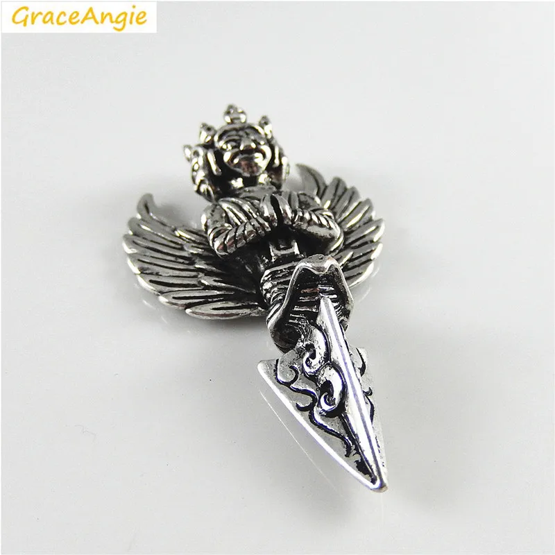 GraceAngie 1PC Thailish Buddha Shape Antique Religion Alloy Pendant DIY Jewelry Necklace Bracelet Name Tag Accessories