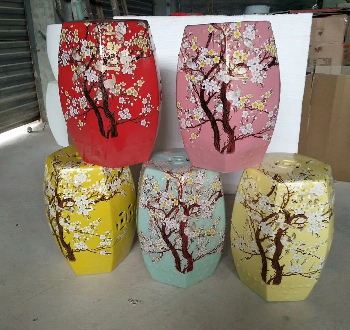 Jingdezhen Ceramic stool flower and bird Color Glazed home decoration porcelain ceramic Stools