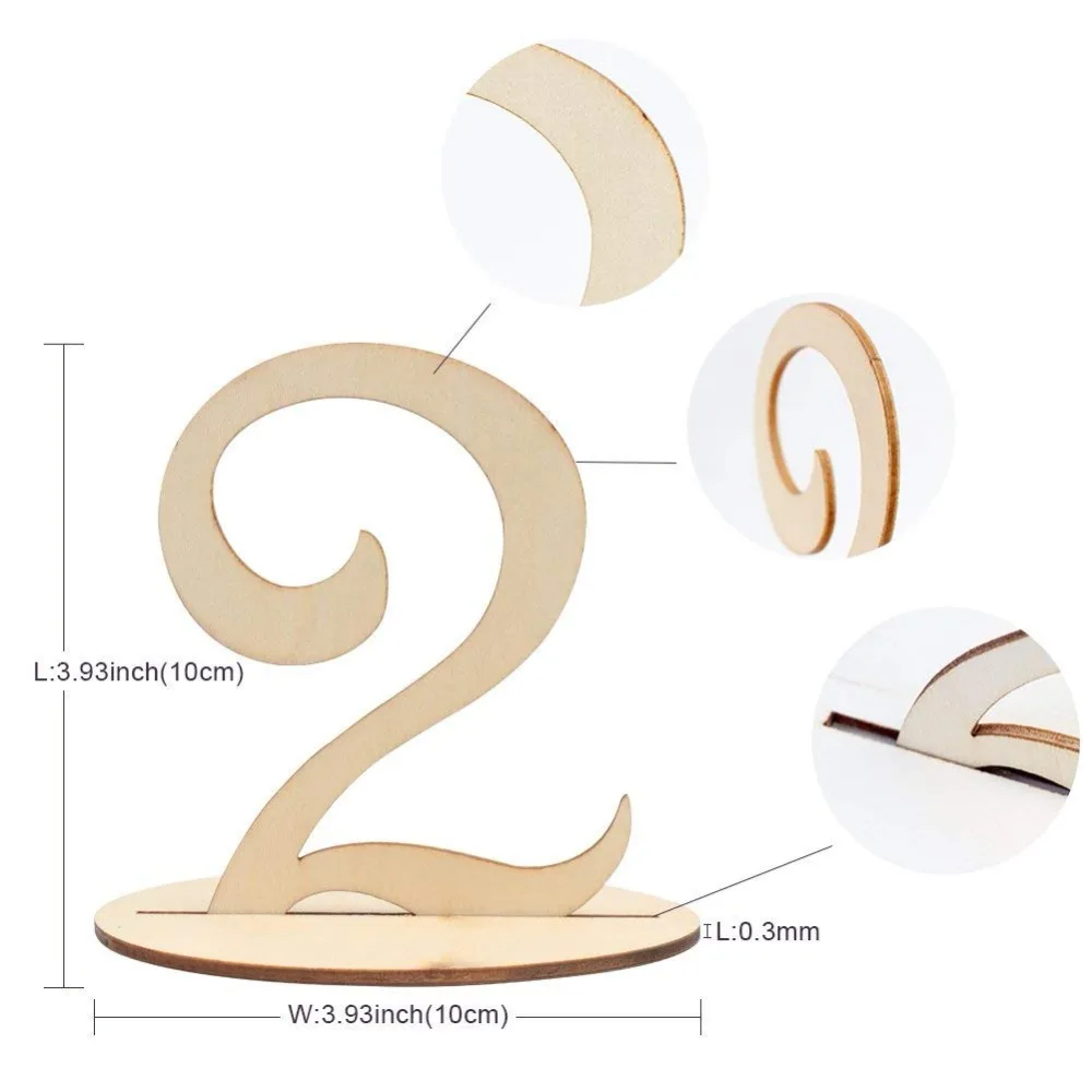 1pcs wooden number cake topper table numbers for wedding / birthday/ anniversary party decoration