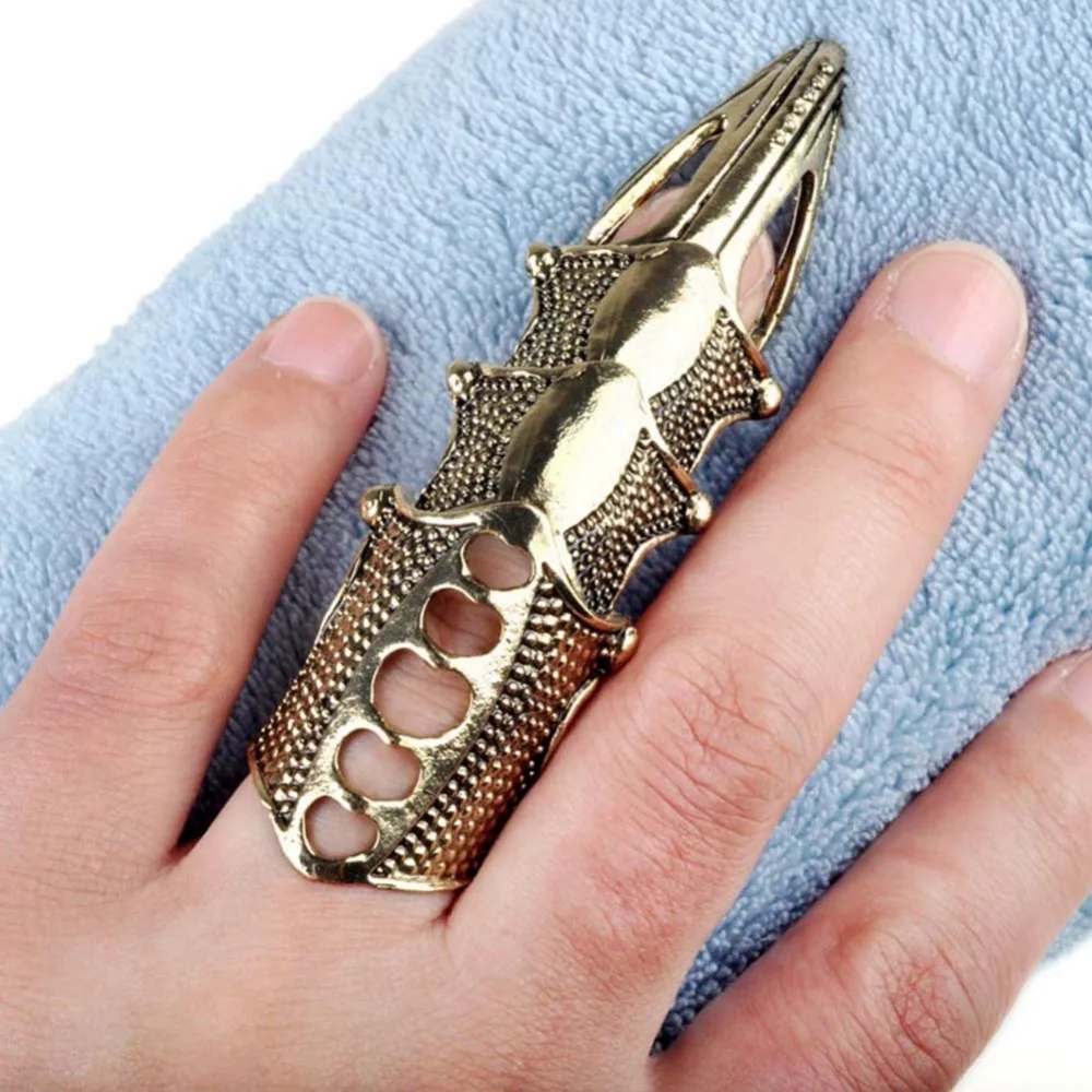 2pcs Punk Gothic Full Finger Armor Talon Claw Rings Robot Metal Armoring Joint Knuckle Ring for Women Men Party Jewelry