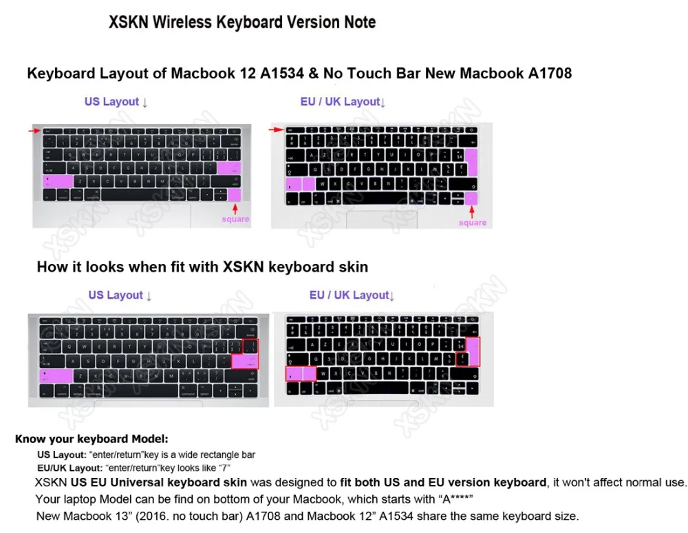 XSKN Lightroom Shortcut Keyboard Cover Skin for Macbook 12