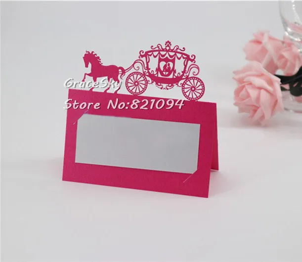 

50pcs laser cut Carriage CouplesTable Name Place Seat Paper Wedding Invitation Card for Party Table Decoration Marriage favors