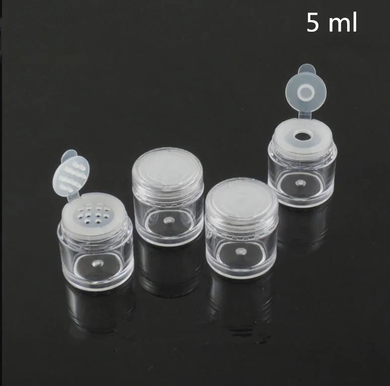 5ml Transparent Plastic Packaging Bottles Porous Plug loose Glitter Eye Powder Empty Cosmetic Containers 50 pcs