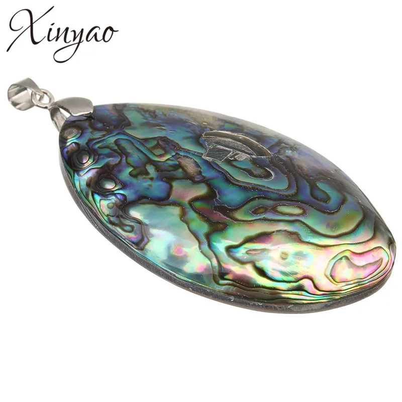 XINYAO Vintage Silver Color Abalone Shell Pendants Charms 60*39mm Natural Mother of Pearl Shell Pendants For Jewelry Making