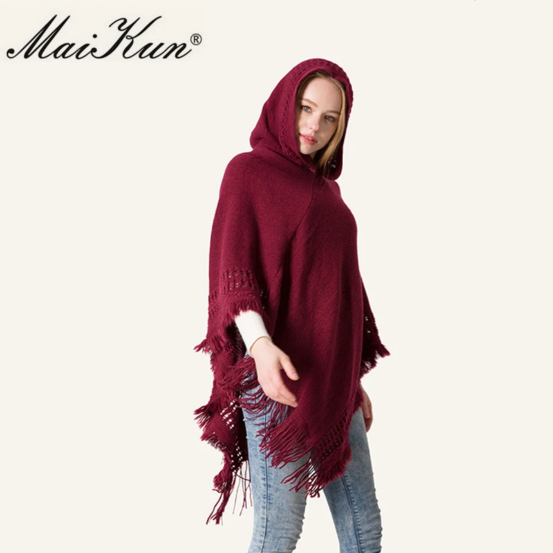 Maikun Poncho for Women Ladies Tassel Cape Coat Oblique Stripe Coat Women Fashion Tassels Pashmin Bohemian Shawl Scarf in winter