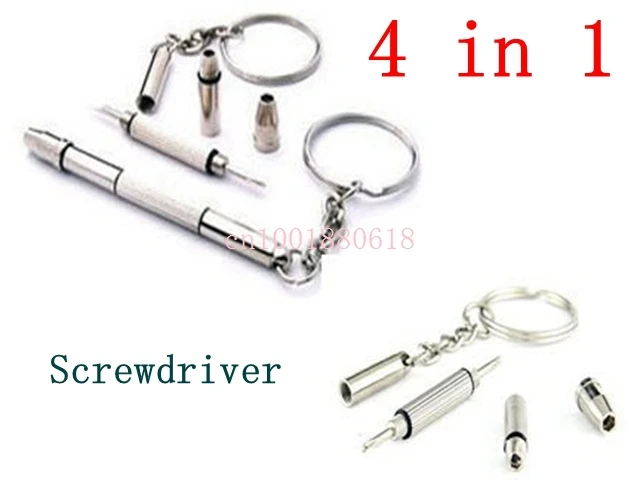 

1000pcs/lot New Arrival 4 in 1 Screwdriver Eyeglass Repair Tool Keychain