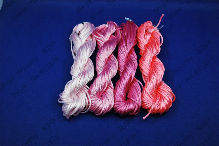 Multi 2mm 100M 20M*5pcs Kumihimo Cords Chinese Knot Cord Rattail Satin Braided String DIY Cords Jewelry Making Beading Rope ds5